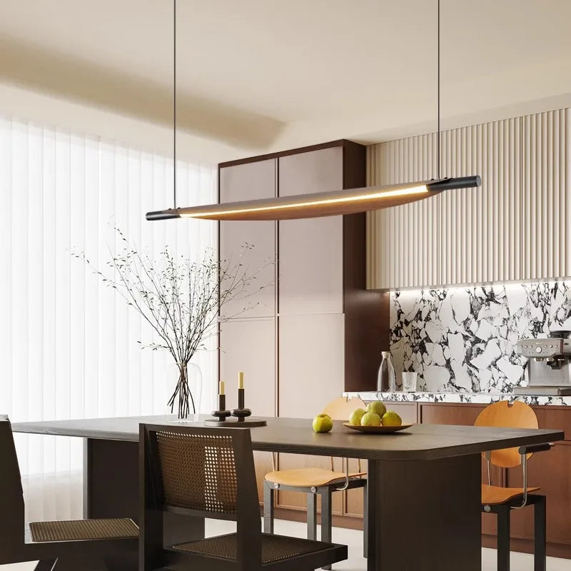 Modern Japanese Style LED Chandelier - Walnut Creative Pendant Light