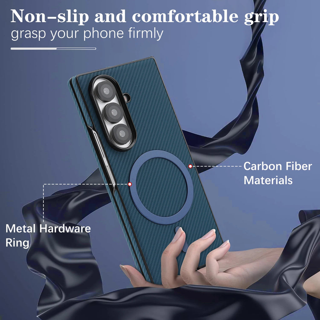 Slim Carbon Fiber Leather Case for Samsung Galaxy Z Fold - Ultra Thin