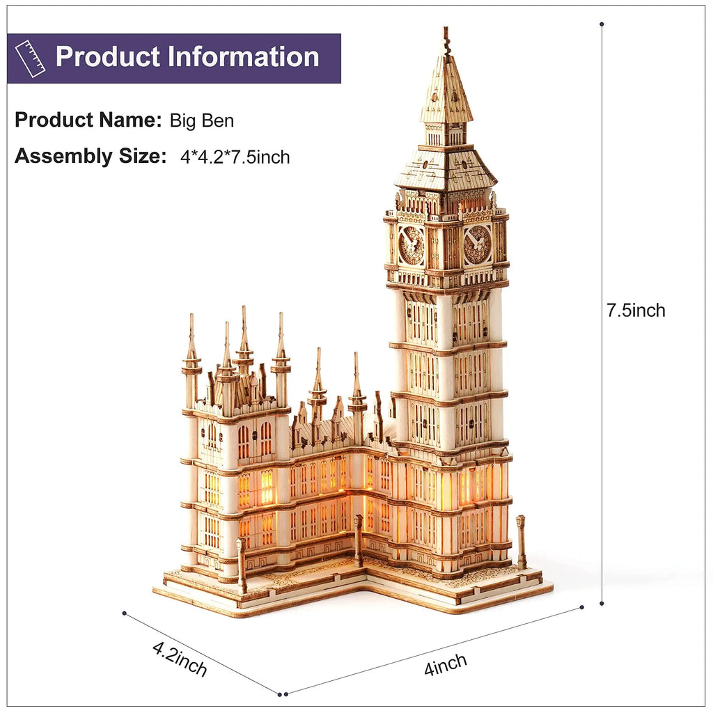 Robotime 3D DIY Tower Bridge & Big Ben Wooden Puzzle Kit