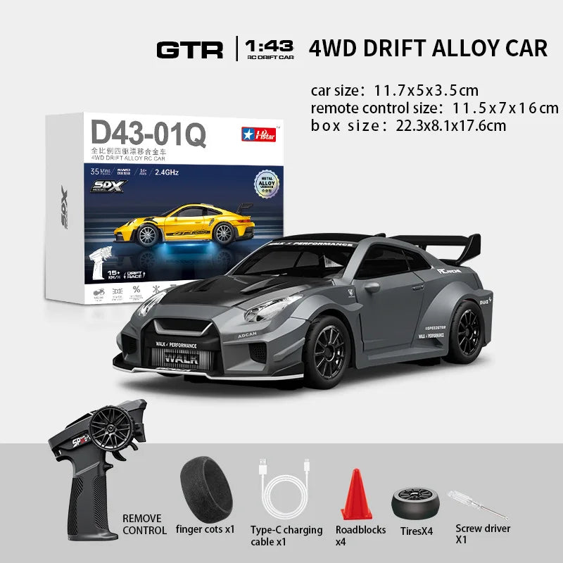 Macro Star D43 RC Drift Car - Eye-Catching Luminous 1:43 Alloy Model