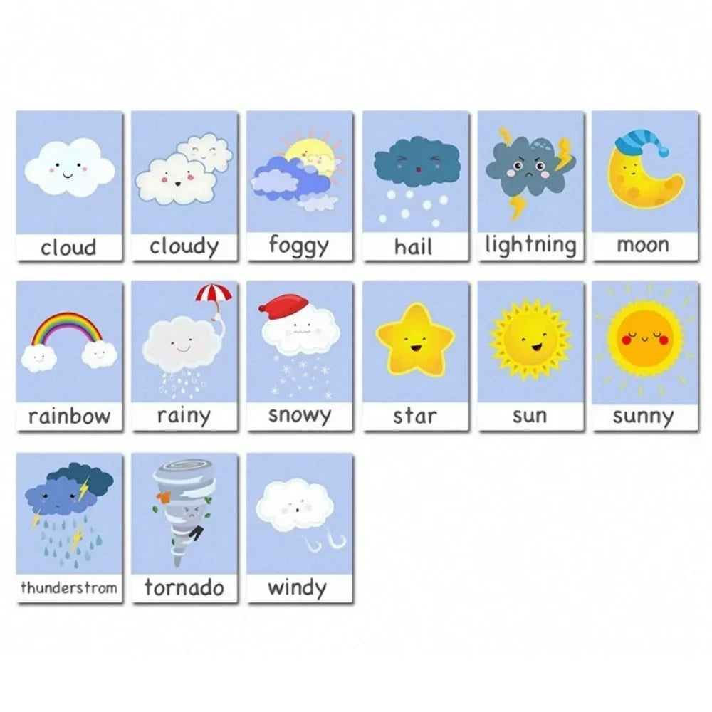 Montessori Emotion & Weather Learning Flash Cards for Kids