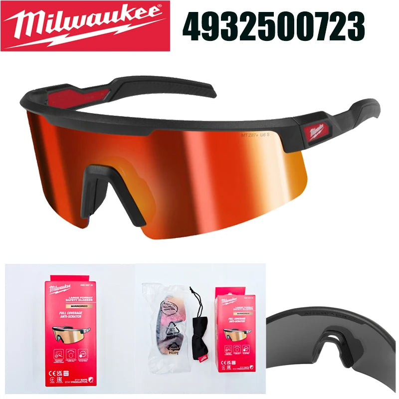 Milwaukee Mirrored Safety Glasses - Anti-Scratch Full Coverage Eyewear
