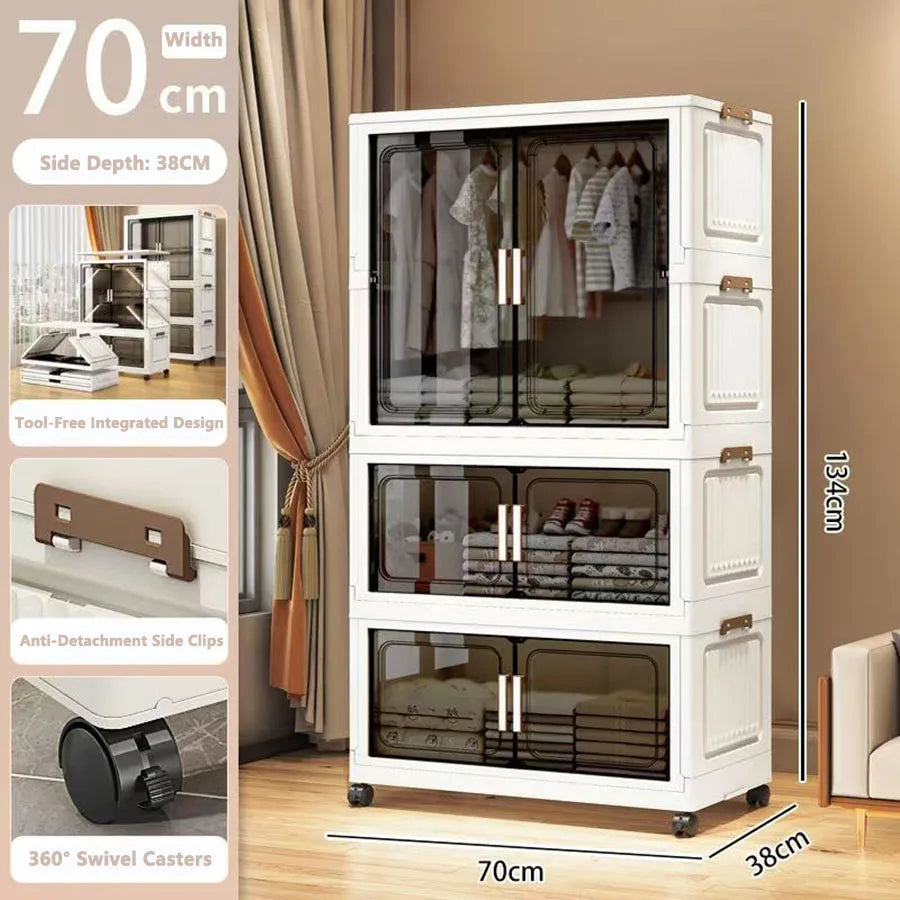 Folding Storage Cabinet - Multi-Use Organizer for Home & Kitchen
