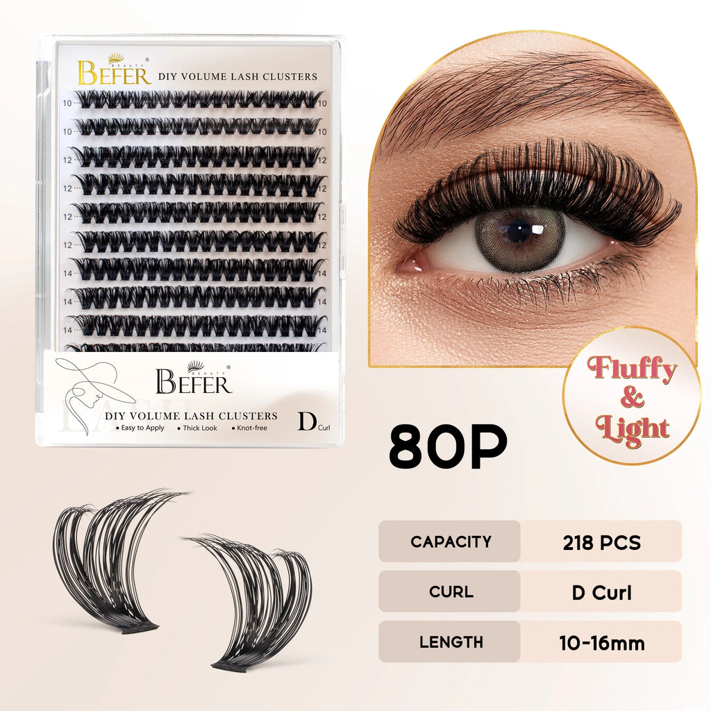 BEFER DIY Cluster Lashes - Natural Volume False Eyelash Extensions