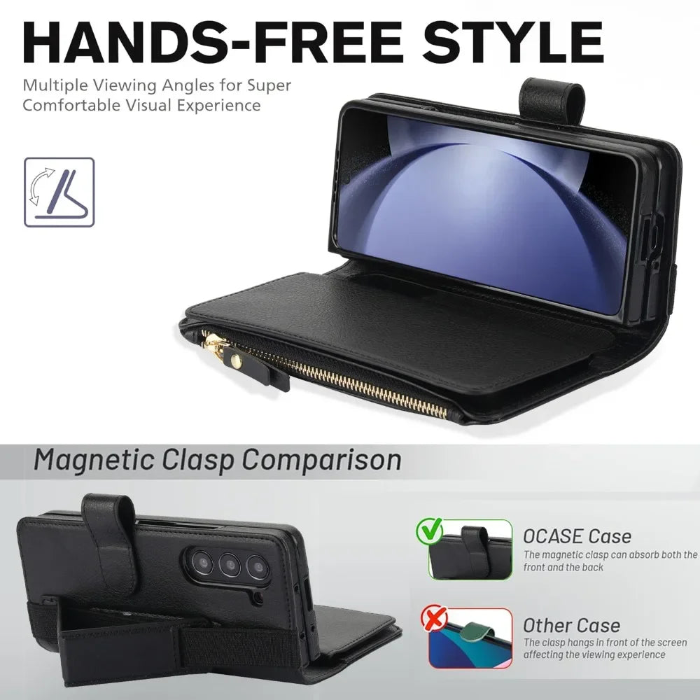 Premium Crossbody Leather Phone Case for Samsung Galaxy Z Fold 3-7