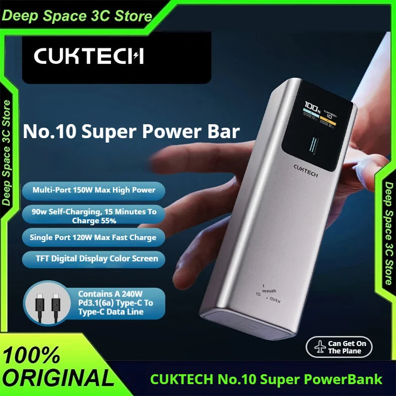 CUKTECH 10000mAh Fast Charging Power Bank - 150W Efficient Output