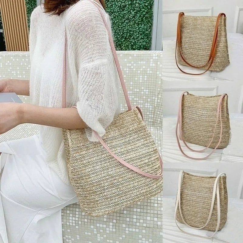 Stylish Women's Woven Straw Beach Handbag - Perfect Summer Tote