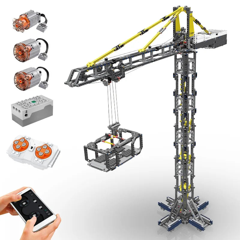 MOULD KING 17004 Remote Control Tower Crane Building Blocks Set