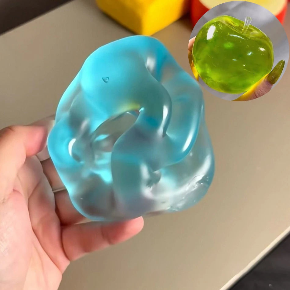 Squishy Green Apple Stress Ball - Fidget Sensory Toy for Relief