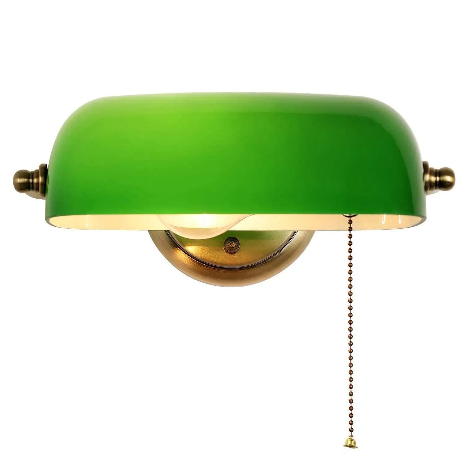 Adjustable Green Glass Wall Sconce with Pull Chain for Classic Decor