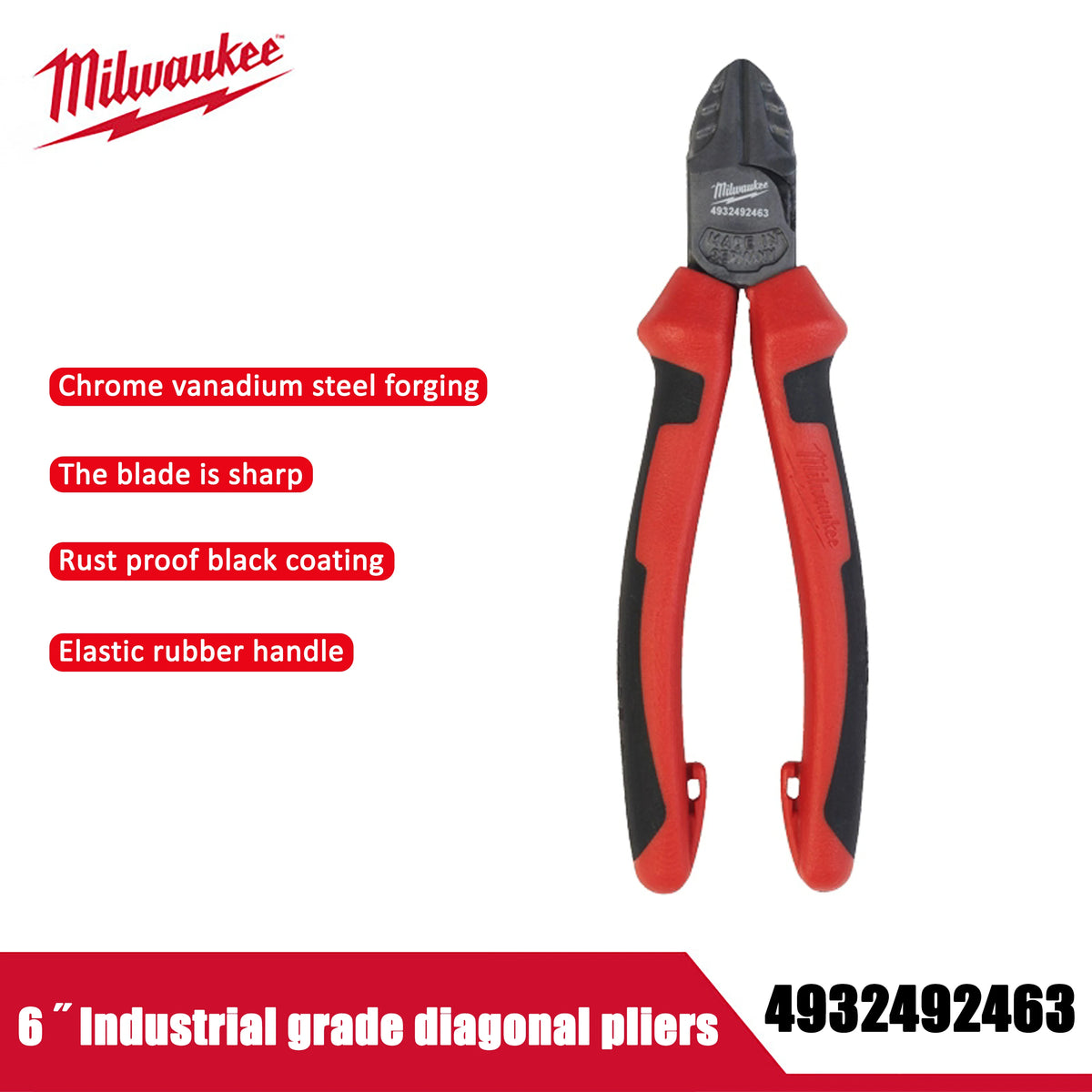 Milwaukee 6-Inch Multifunctional Diagonal Pliers - Sharp Cutting Tool