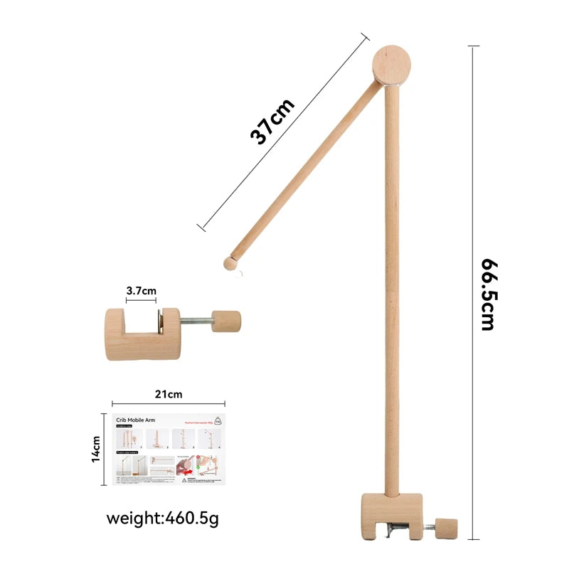 Wooden Baby Bed Bell Bracket - 0-12 Months Mobile Toy Holder