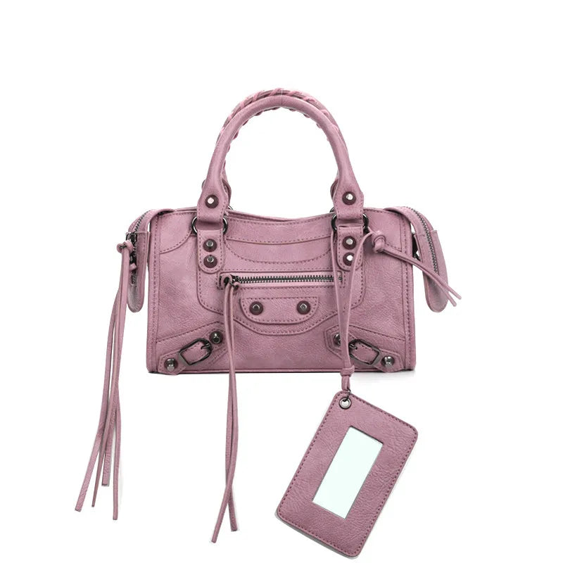 Y2K Dusty Pink Vintage Motorcycle Mini Square Bag for Women