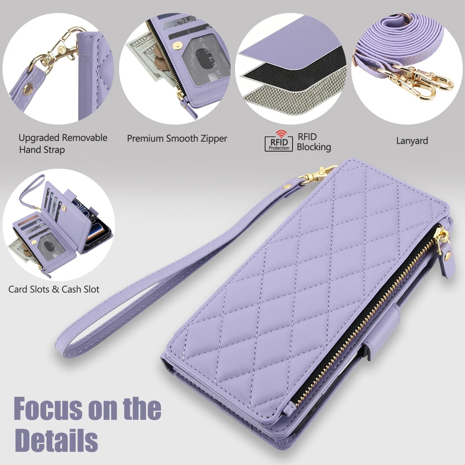 Stylish Leather Crossbody Wallet Case for iPhone 12-17 Series