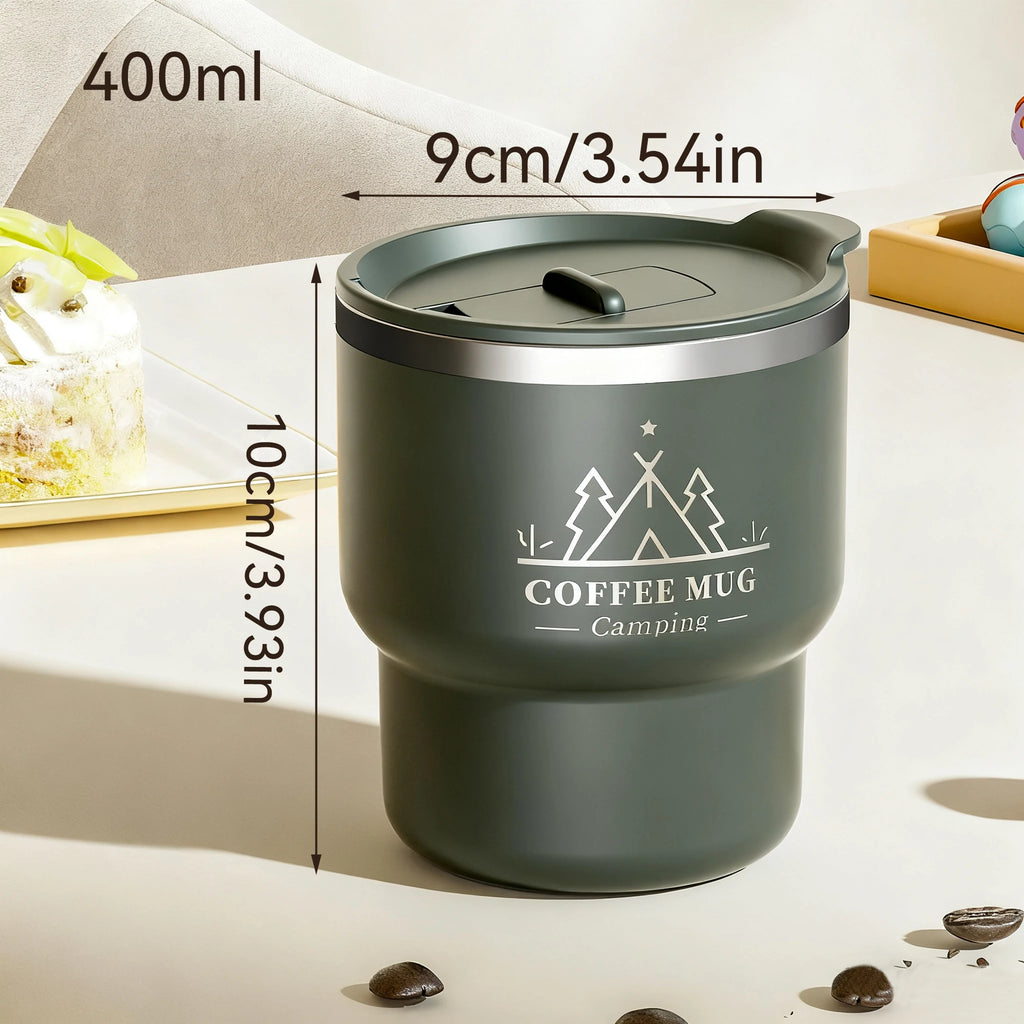 Double Layer Insulated Coffee Cup with Lid - Leak-Proof Design