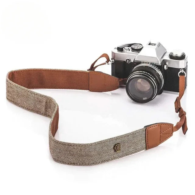Adjustable Retro Cotton & Leather Camera Strap for SLR & DSLR Cameras