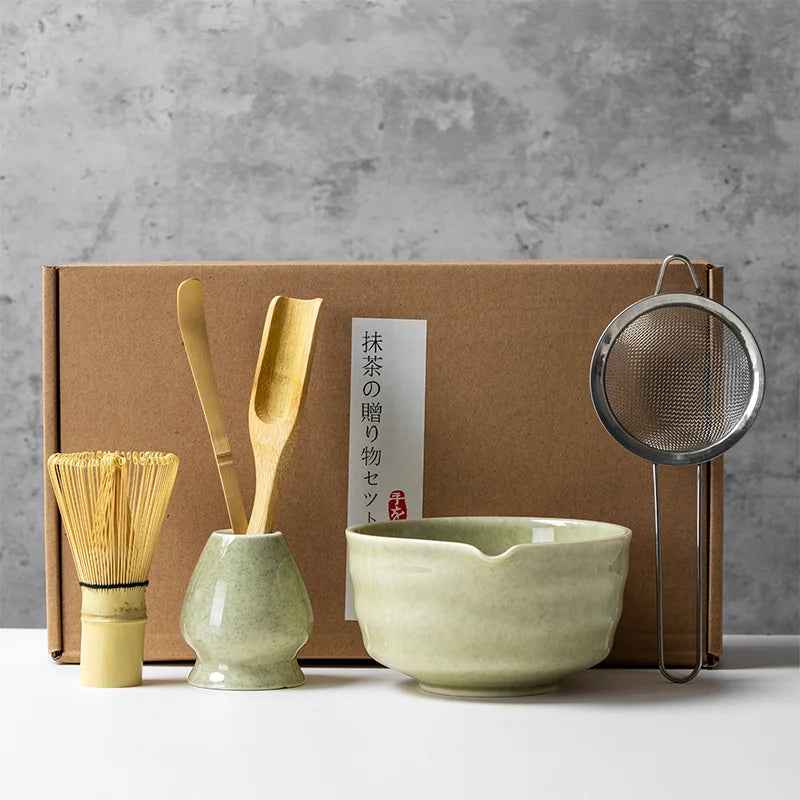 Authentic 4/5/6PCS Matcha Bamboo Whisk & Bowl Set - Perfect Tea Making Tools