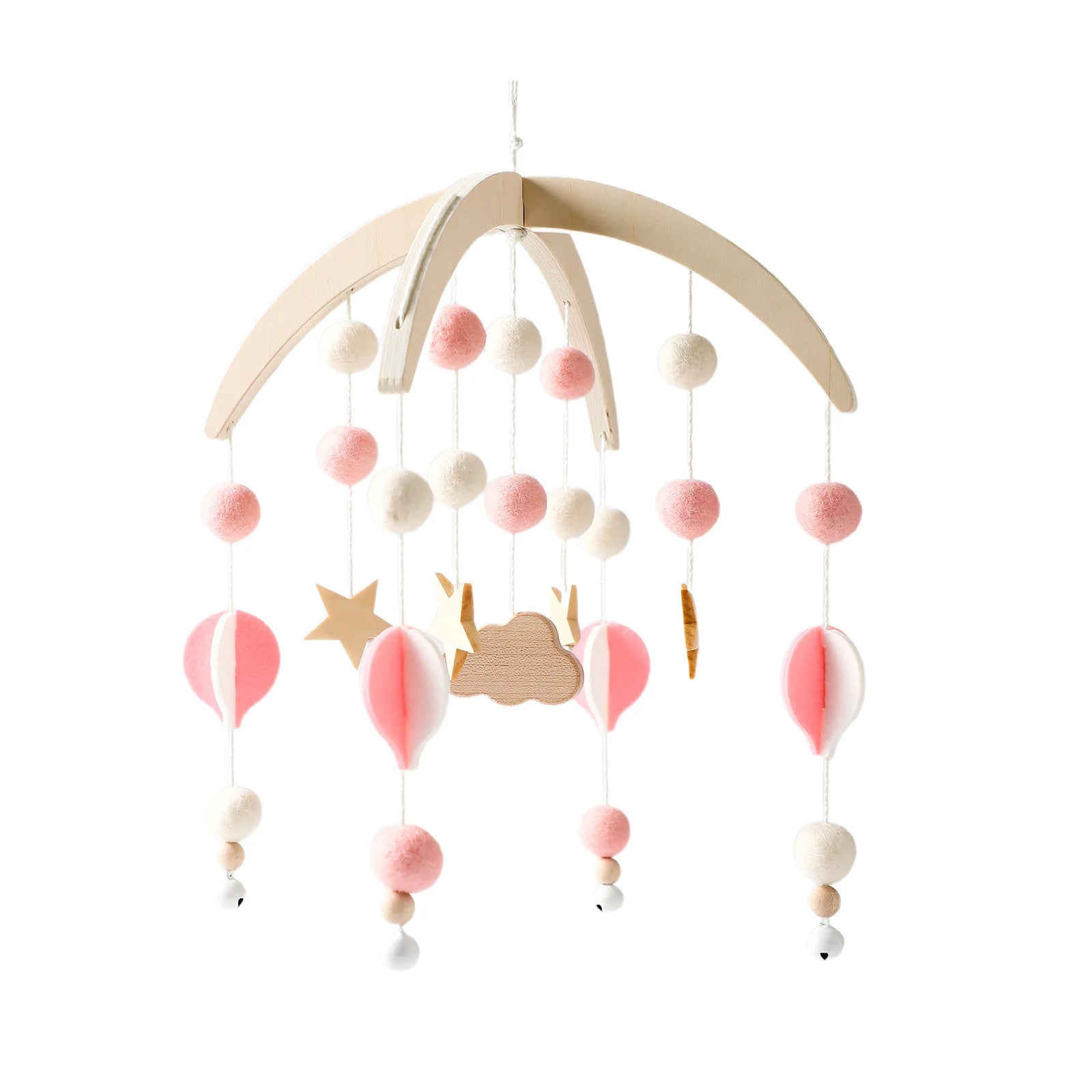 Wooden Baby Mobile Rattle Toy for Newborns - 0-12 Months