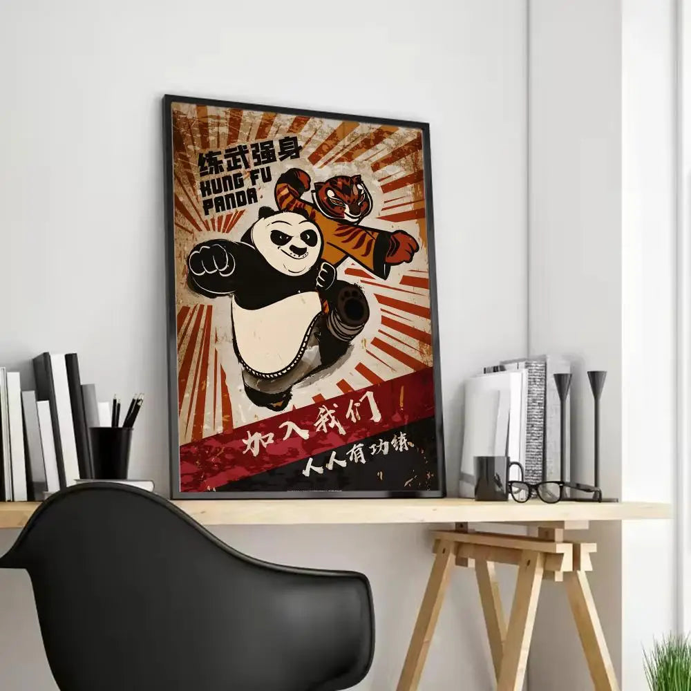Kung Fu Panda Anime Poster - Waterproof Art for Home & Bar Decor