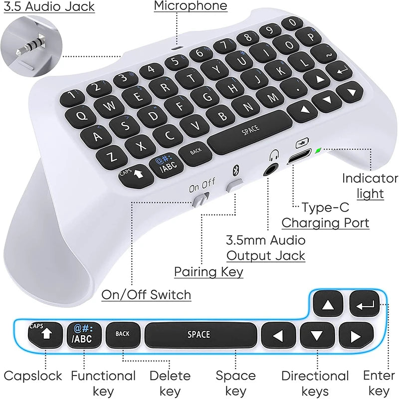 JOMAA Wireless PS5 Controller Keyboard with Speaker & Voice Chat