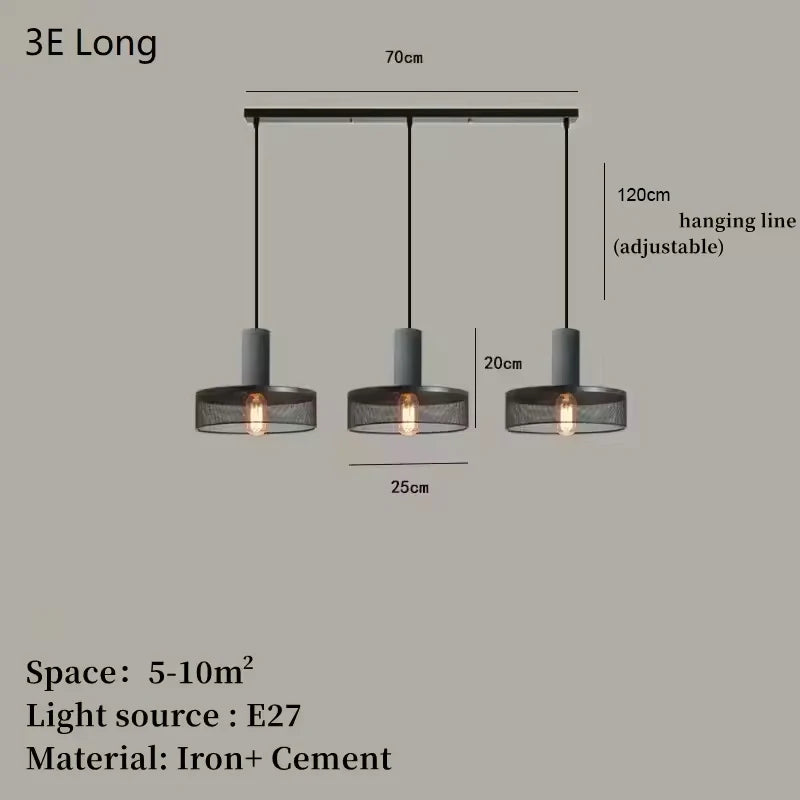 Vintage Industrial Cement Pendant Light - E27 LED Chandelier