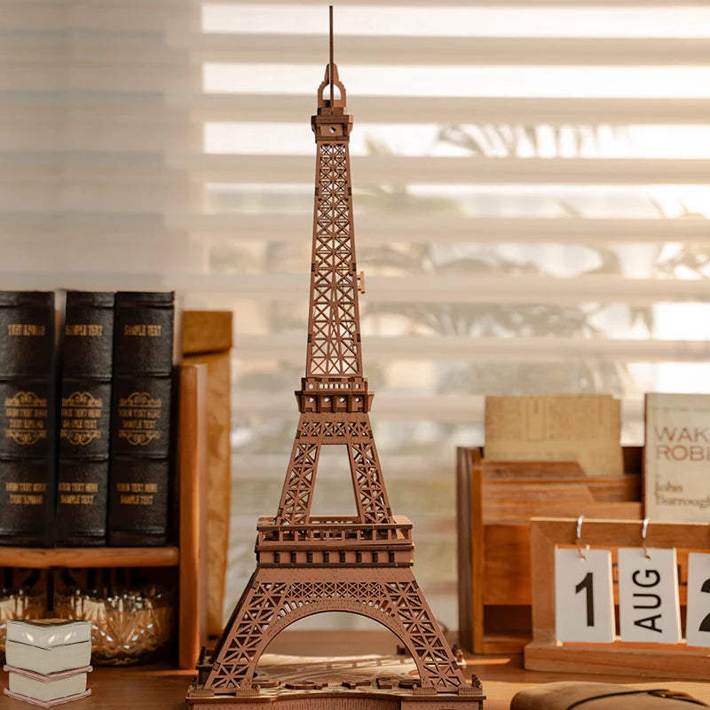 Robotime 3D Wooden Eiffel Tower Puzzle Kit with Light - DIY Craft