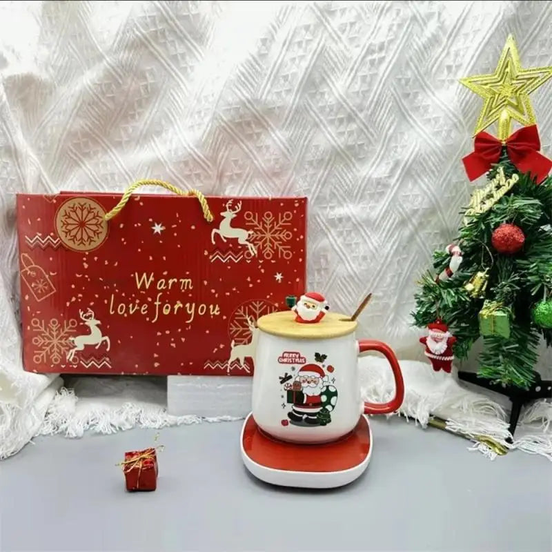 Festive Ceramic Mug Gift Set with Lid & Spoon - Perfect Christmas Present