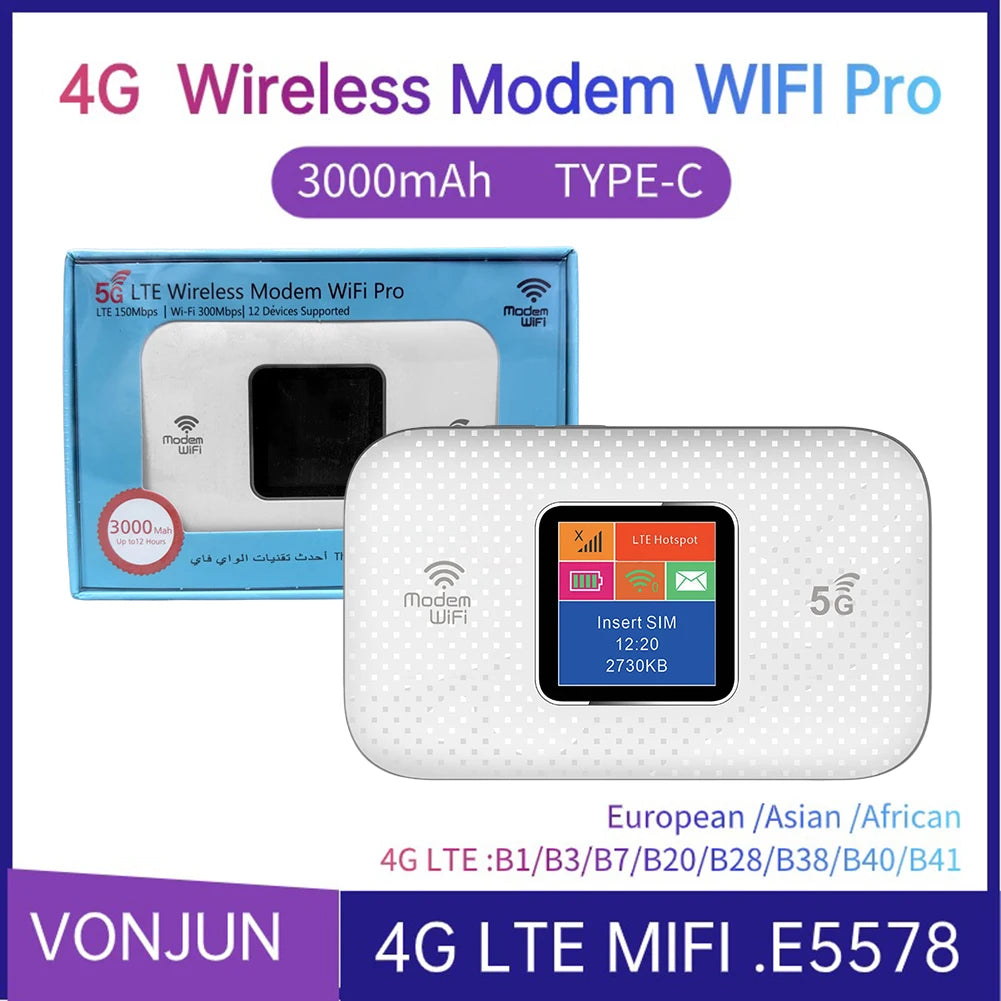 4G LTE Pocket WiFi Router 150Mbps - Portable Hotspot with SIM Slot