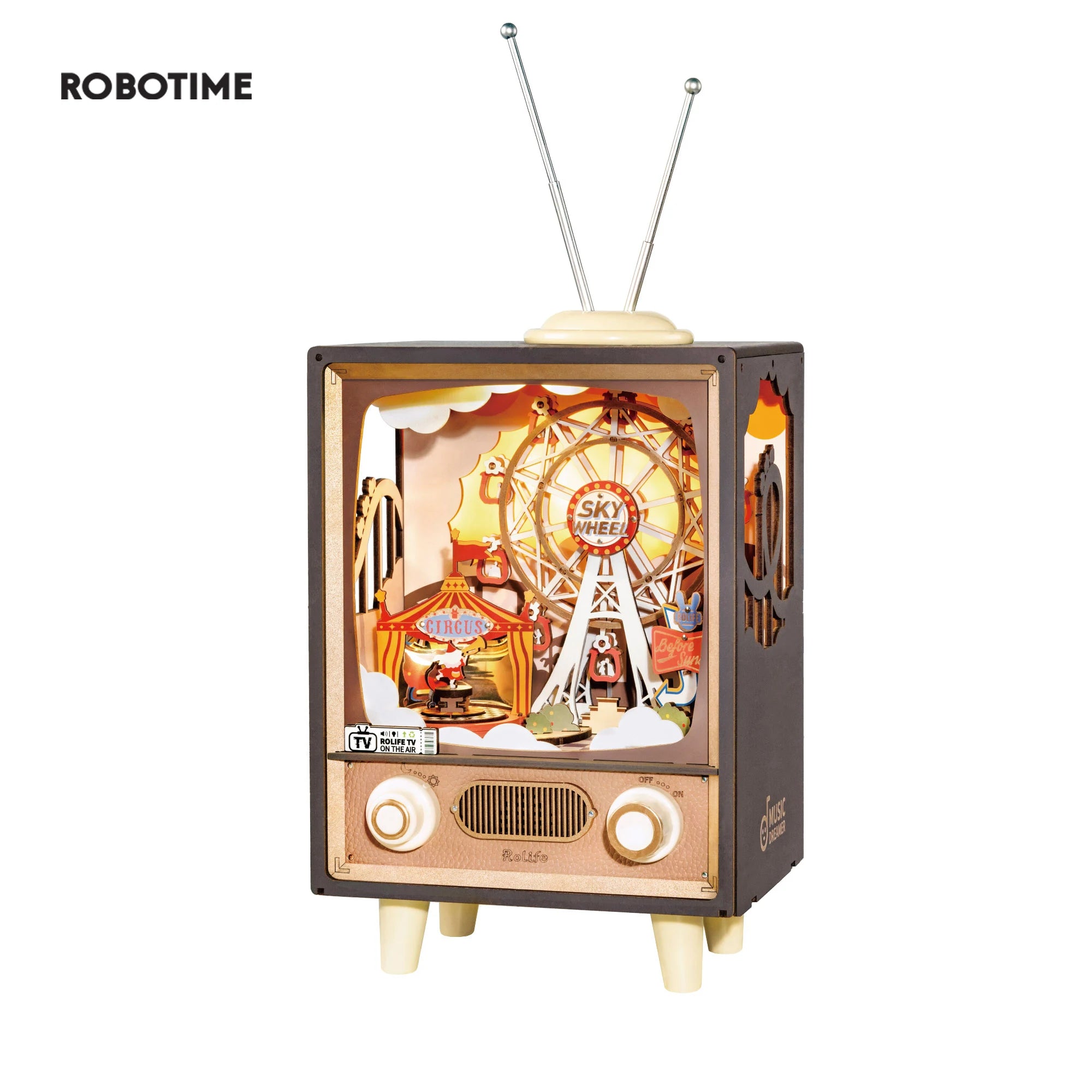 Robotime Sunset Carnival Music Box - LED Ferris Wheel Decor