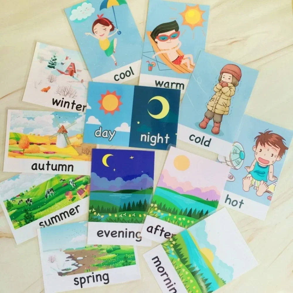 Montessori Emotion & Weather Learning Flash Cards for Kids