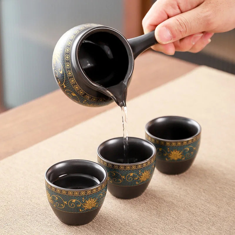 8-Piece Anti-Scald Ceramic Tea Set with Rotating Teapot & Cups