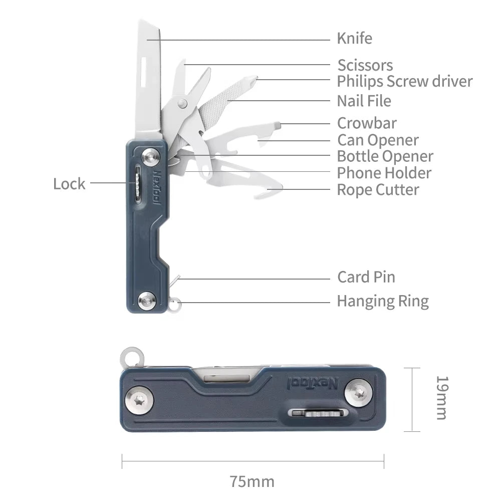 NexTool 10-in-1 Mini Folding Multi-Tool for Outdoor Adventures