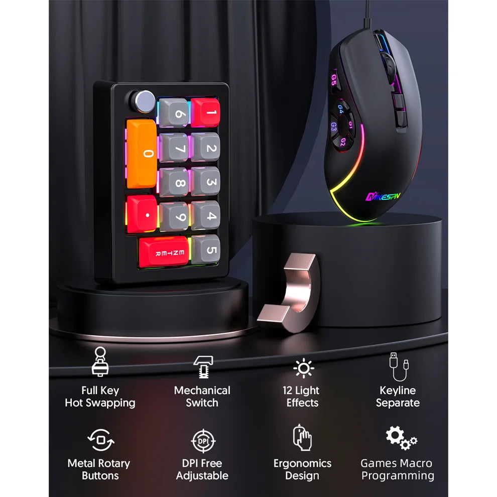 JOMAA RGB LED Mechanical USB Gaming Keypad - Programmable Control