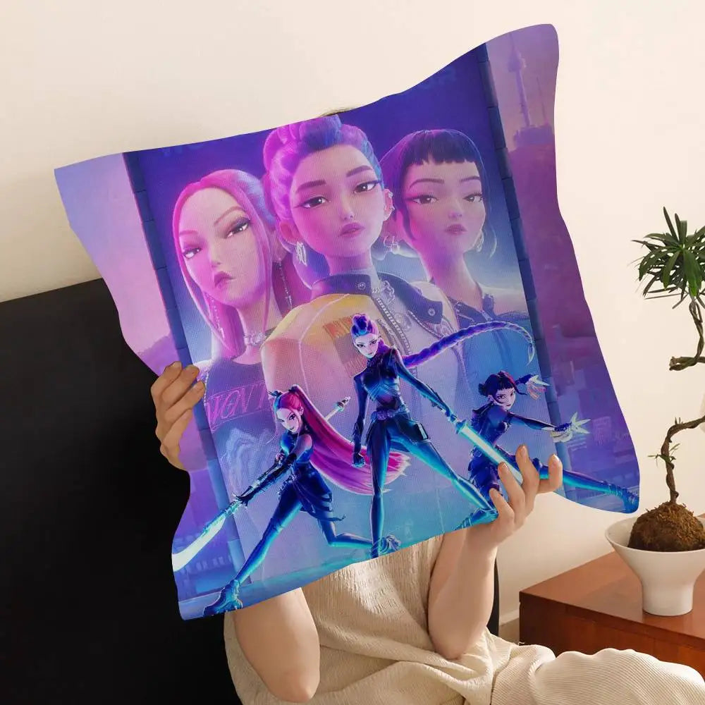 Kop-Cartoon K-Pop Demon Hunters Cushion Cover - Home Decor Pillow
