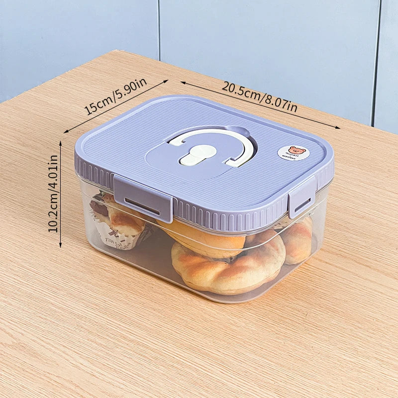 Airtight Plastic Bread Storage Box with Handle - Large Capacity