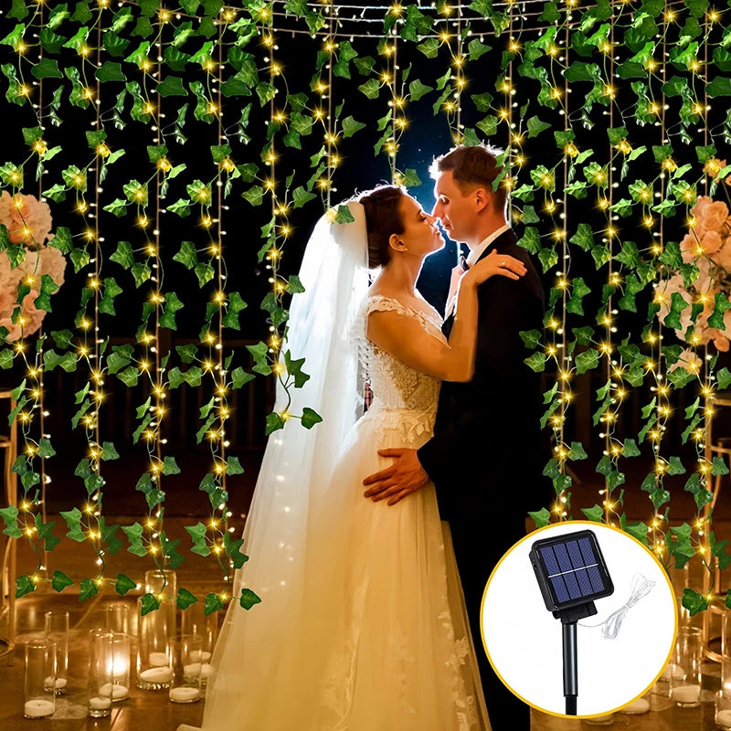 Solar Rattan String Lights - 8 Mode Fairy Lamp for Outdoor Décor