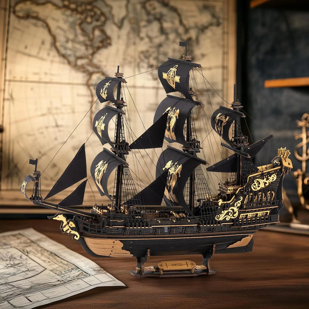 Robotime Seahorse Barque 3D Wooden Puzzle Model Kit for Home Decor