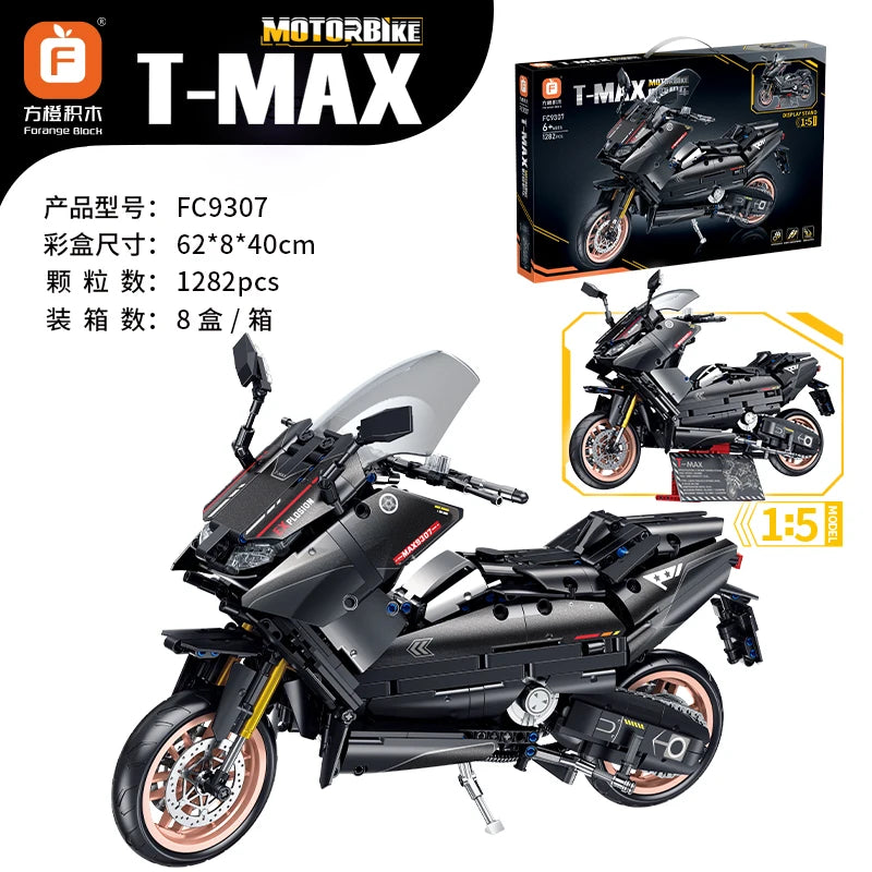 1282 PCS T-MAX Motorcycle Building Blocks - Creative Motorbike Model