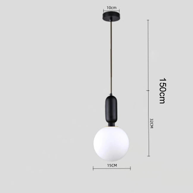 Modern Nordic Glass Ball Pendant Light - Elegant Brass & Black Design