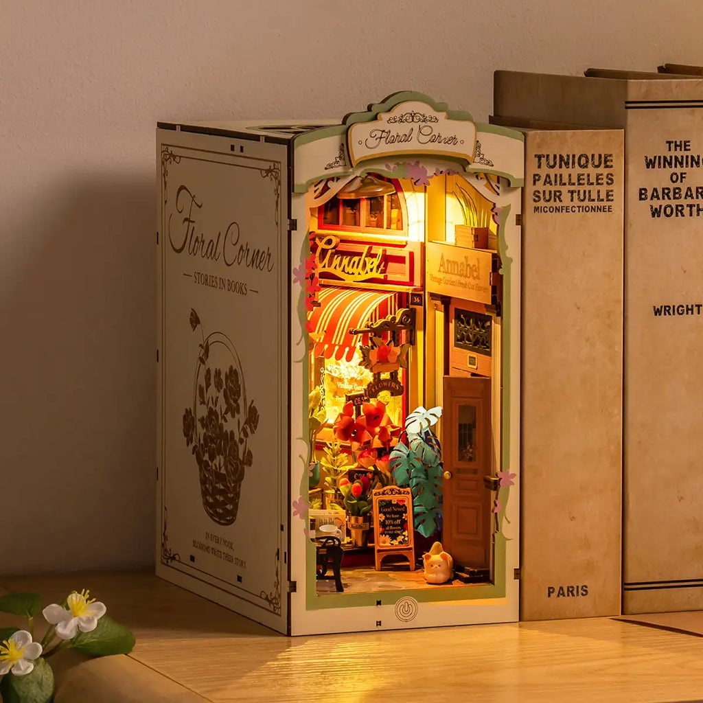 Robotime Rolife Floral Corner Book Nook - DIY 3D Wooden Model