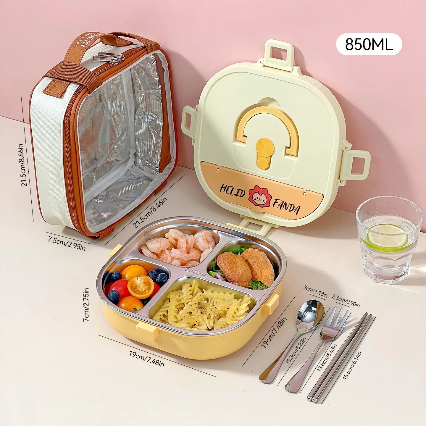 WORTHBUY Microwave Safe 3/4 Compartment Bento Lunch Box