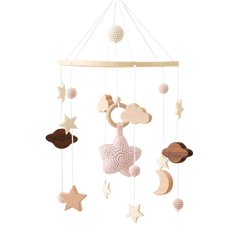 Baby Wooden Elephant Rattle Mobile - Montessori Crib Decor