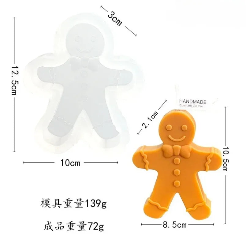 3D Gingerbread Man Silicone Candle Mold for DIY Crafts & Home Decor