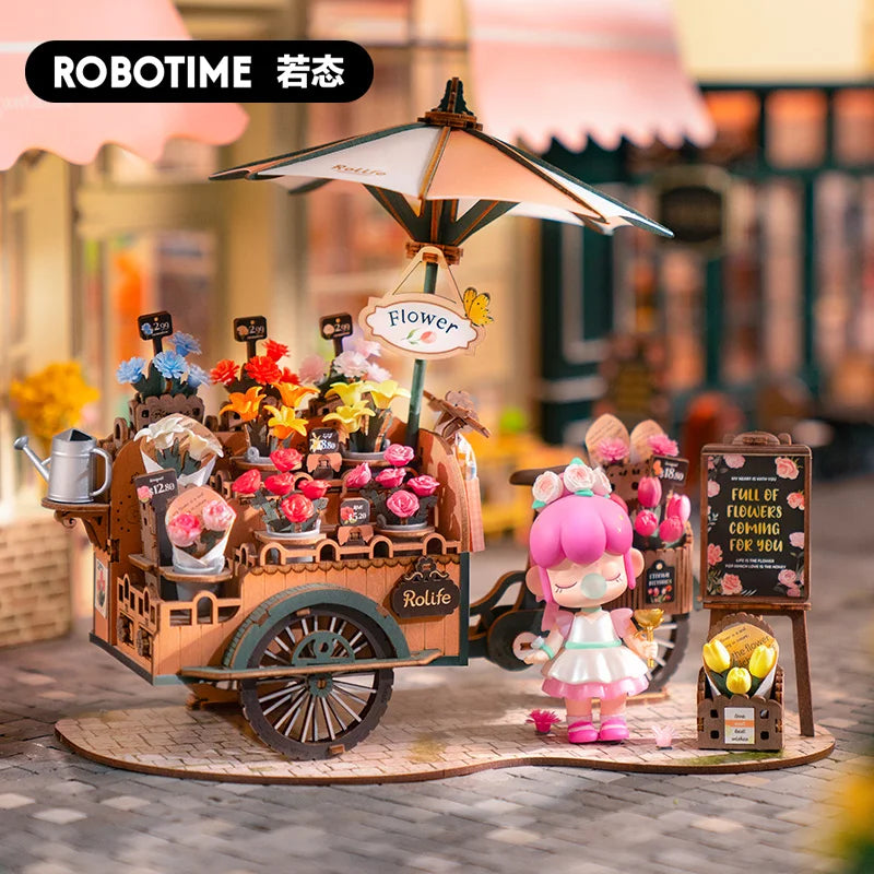 Robotime Blossom Cart 3D Wooden Puzzle – Charming Home Decor