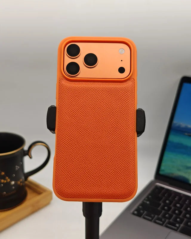 Stylish Orange PU Leather Phone Case for iPhone 17 Series