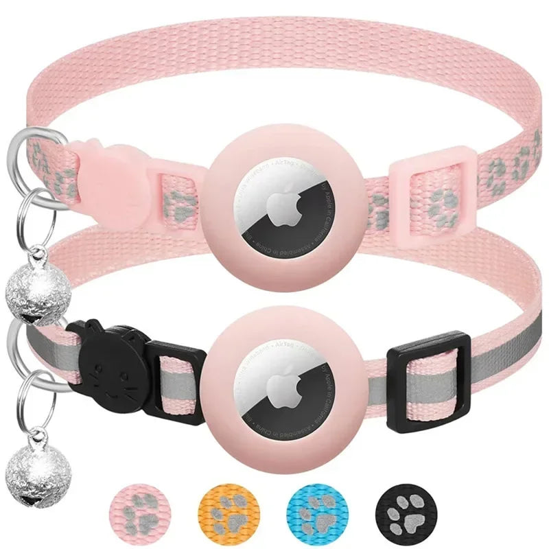 Reflective Cat Collar for Apple Airtag with Safety Buckle & Bell