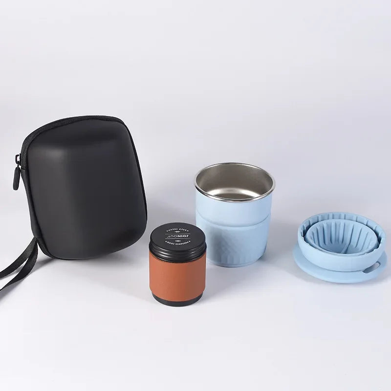 Portable Hand Brewed Coffee Set for Camping - Silicone & Stainless Steel