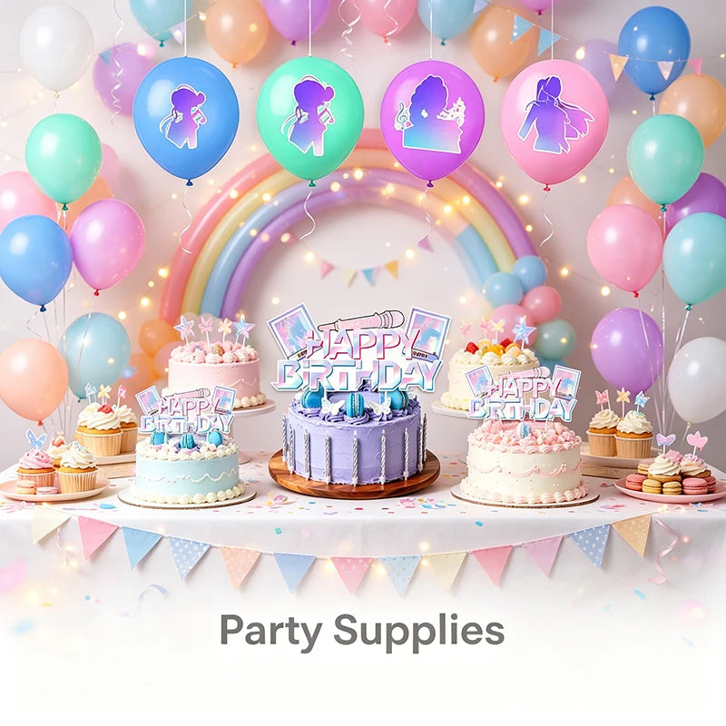 KPOP Pink & Purple Disposable Tableware Set for Birthday Parties