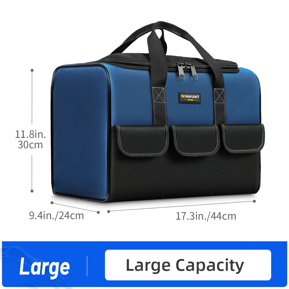 WINHUNT Heavy-Duty Wide Mouth Tool Bag with Organizer Pockets