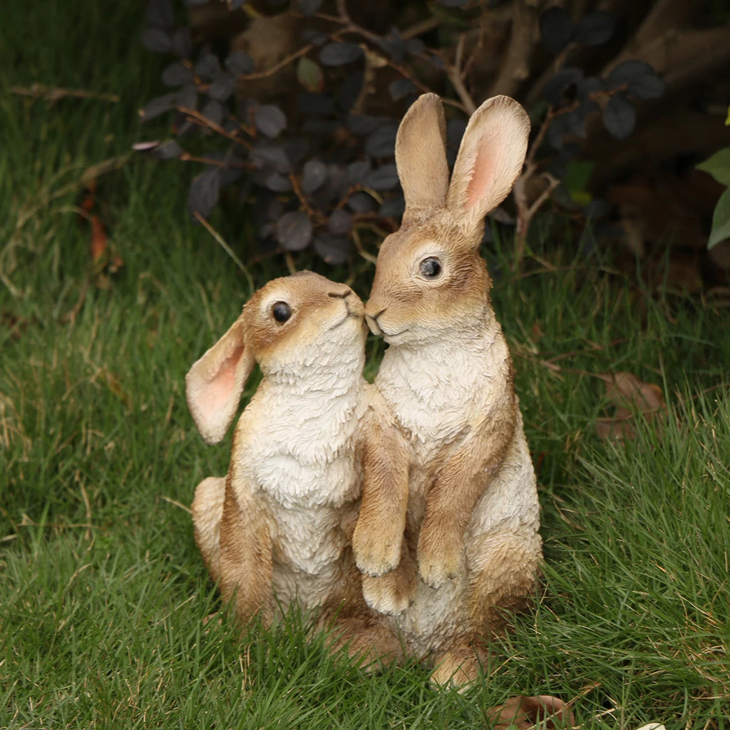 Whimsical Easter Bunny Figurine with Flower Crown Table Decor
